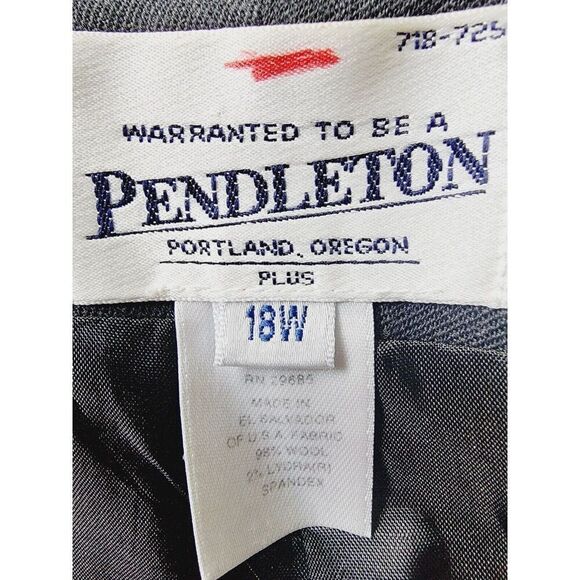Pendleton 18W Women's Wool/Spandex Vintage Trouser Pants Charcoal Gray No Pckts - Picture 7 of 10